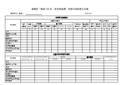 丽水市安全生产专项行动和查隐患补短板活动信息上报汇总表