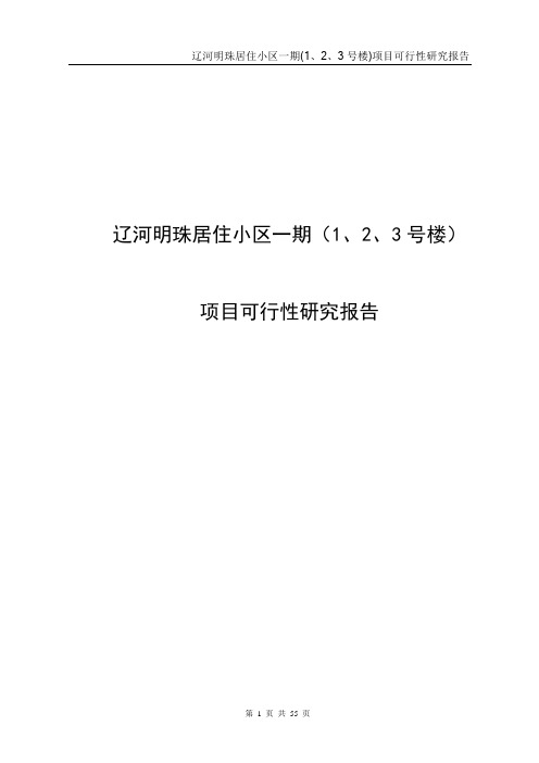 辽河明珠居住小区住宅楼项目可行性研究报告