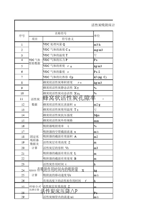 活性炭吸附装置设计计算