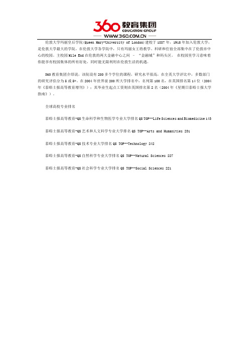 英国玛丽皇后学院排名