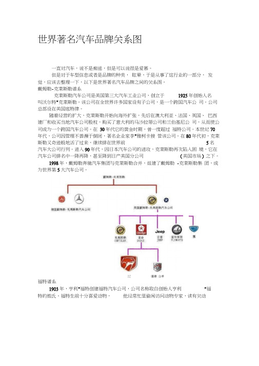 世界著名汽车品牌关系图