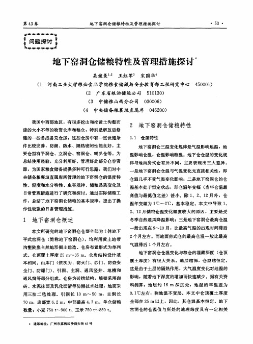 地下窑洞仓储粮特性及管理措施探讨