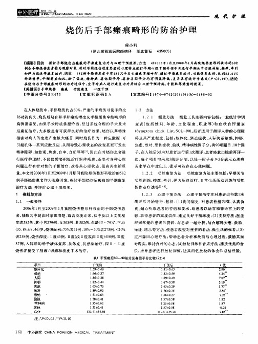 烧伤后手部瘢痕畸形的防治护理