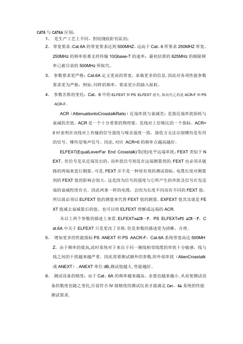 CAT5与CAT5E及CAT6与CAT6A的区别