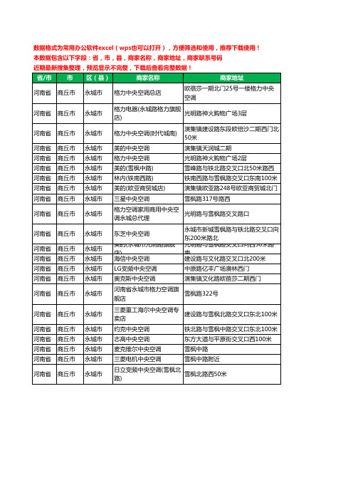 2020新版河南省商丘市永城市中央空调工商企业公司商家名录名单联系电话号码地址大全22家