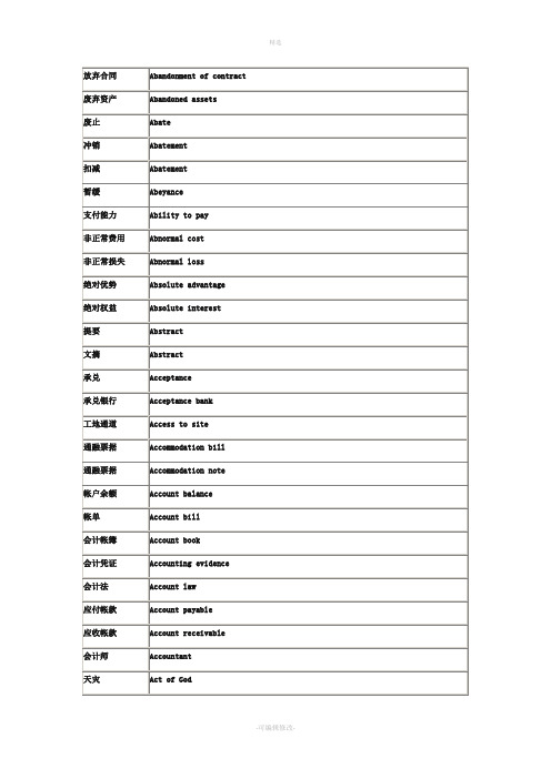 合同英语词汇