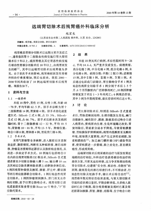 远端胃切除术后残胃癌外科临床分析
