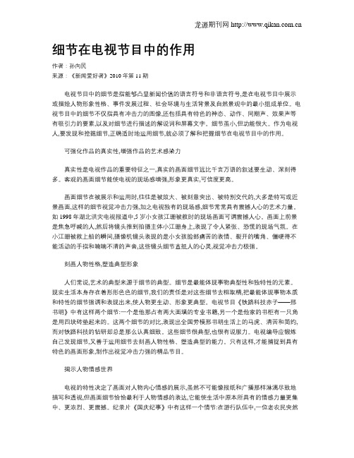 细节在电视节目中的作用