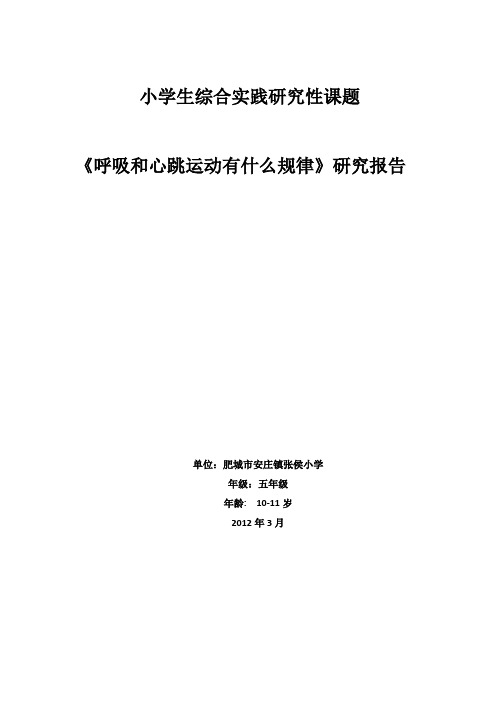 《呼吸和心跳》研究报告 文档
