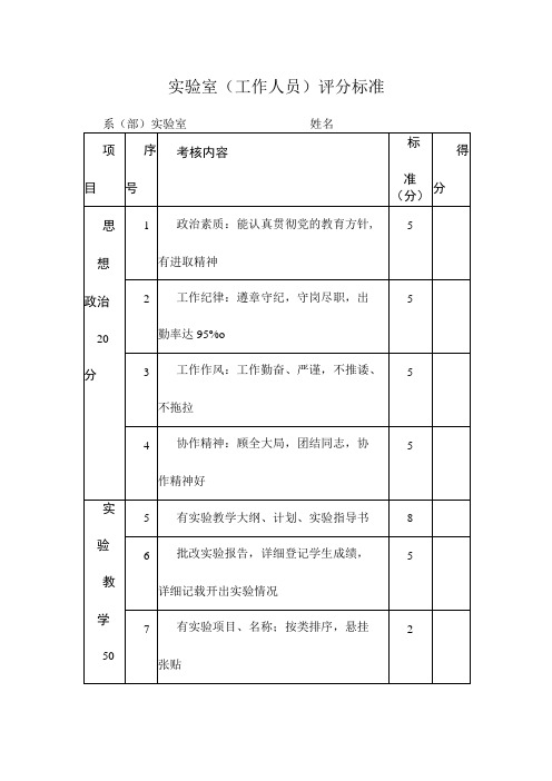 实验室(工作人员)评分标准