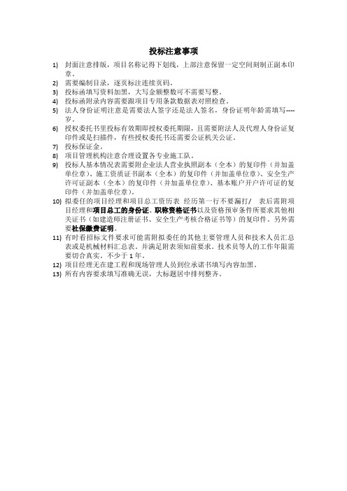 投标注意事项