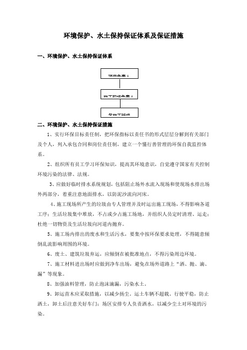 环境保护、水土保持保证体系及保证措施