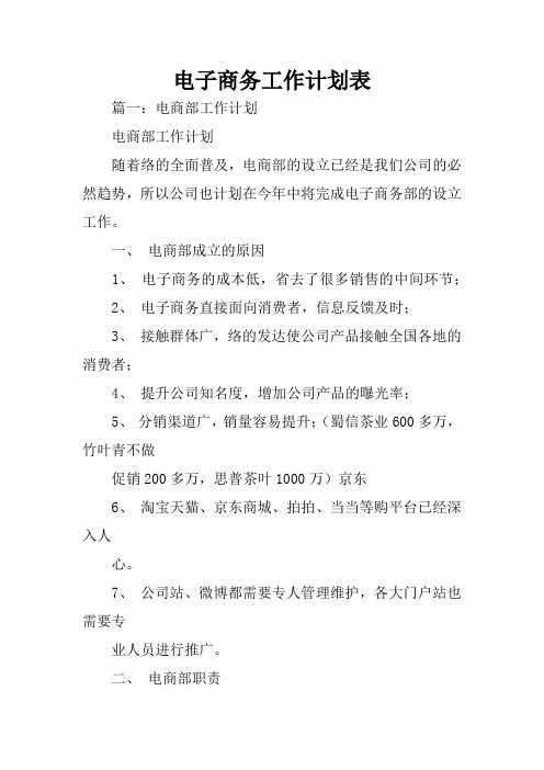 电子商务工作计划表