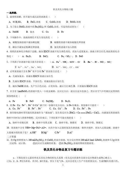 铁及其化合物练习题作业+铁及其化合物总复习专题训练