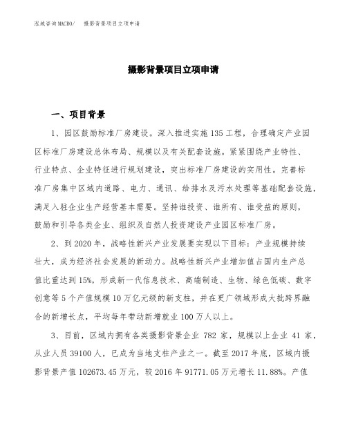 关于建设摄影背景项目立项申请
