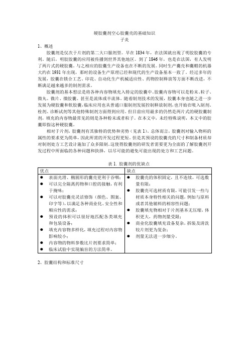 硬胶囊剂空心胶囊壳的基础知识