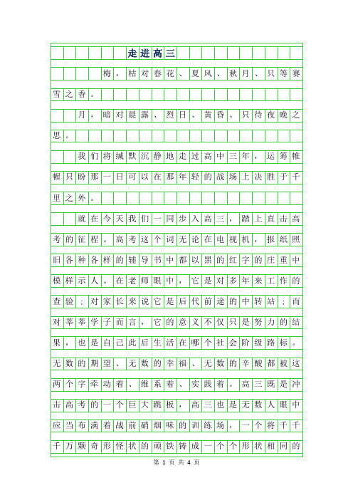 2019年走进高三作文800字【精选】