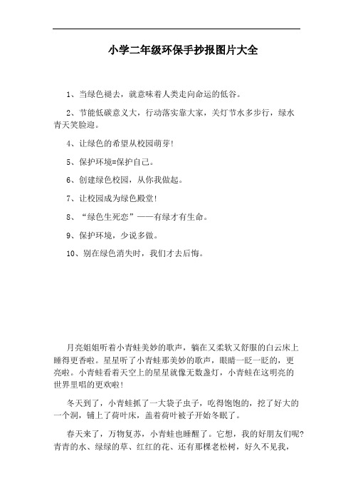 小学二年级环保手抄报图片大全
