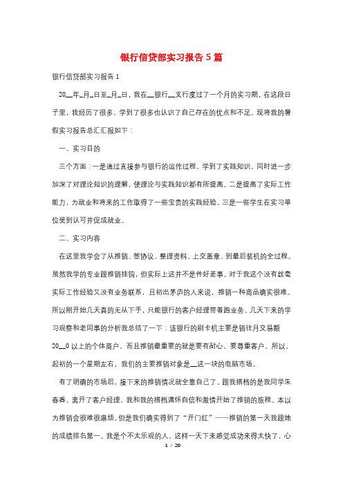银行信贷部实习报告5篇