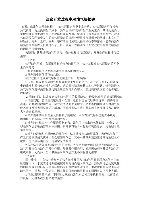 浅议开发过程中对油气层损害