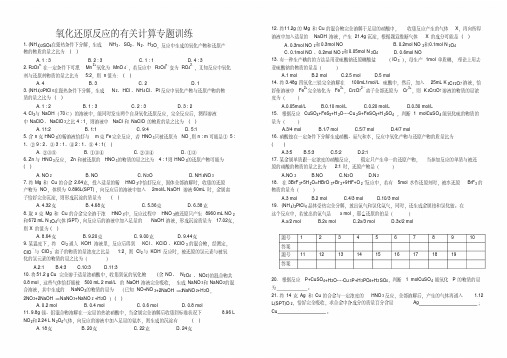 氧化还原反应的有关计算专题训练