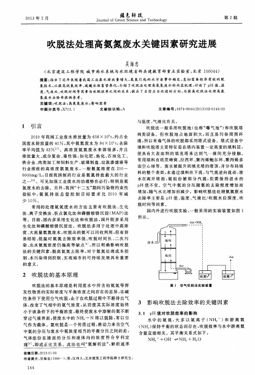吹脱法处理高氨氮废水关键因素研究进展