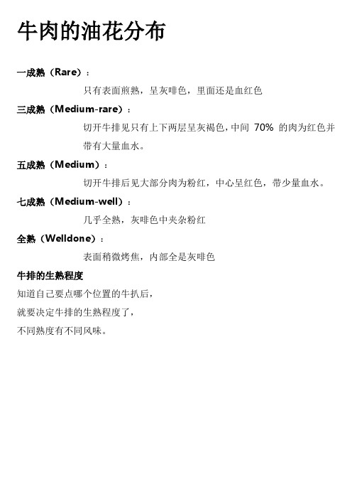 牛肉的油花分布汇总