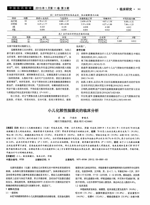 小儿化脓性脑膜炎的临床分析