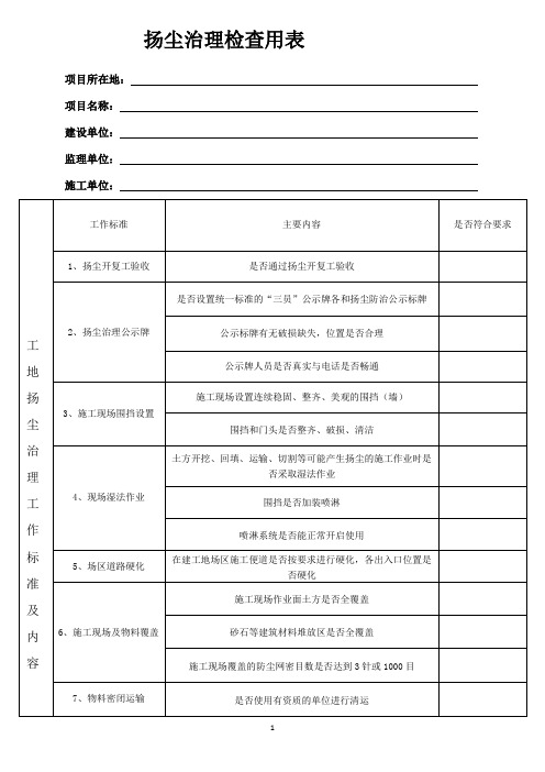 扬尘治理检查表