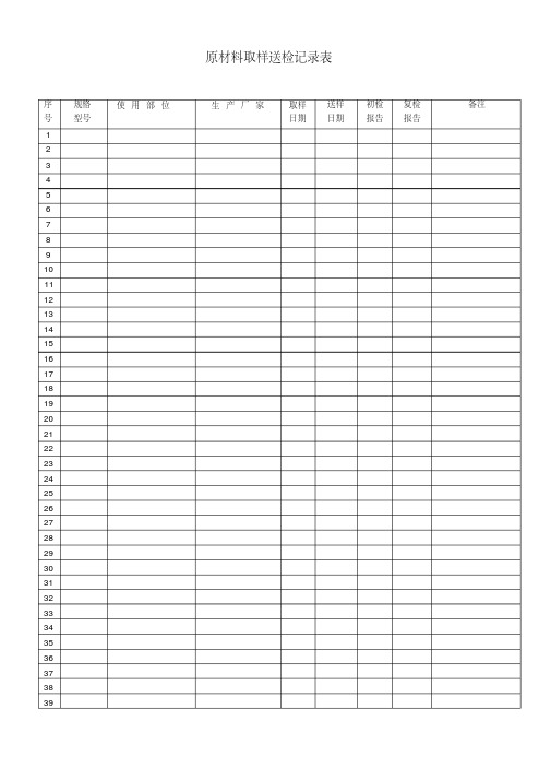 原材料取样送检记录表2