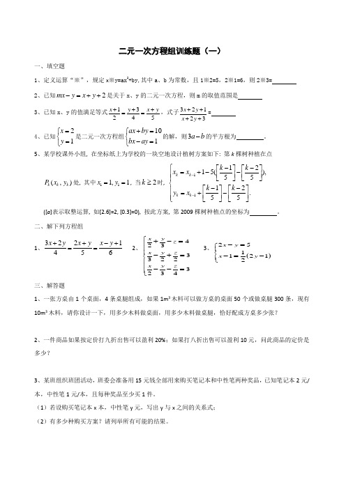 二元一次方程组训练题(一)