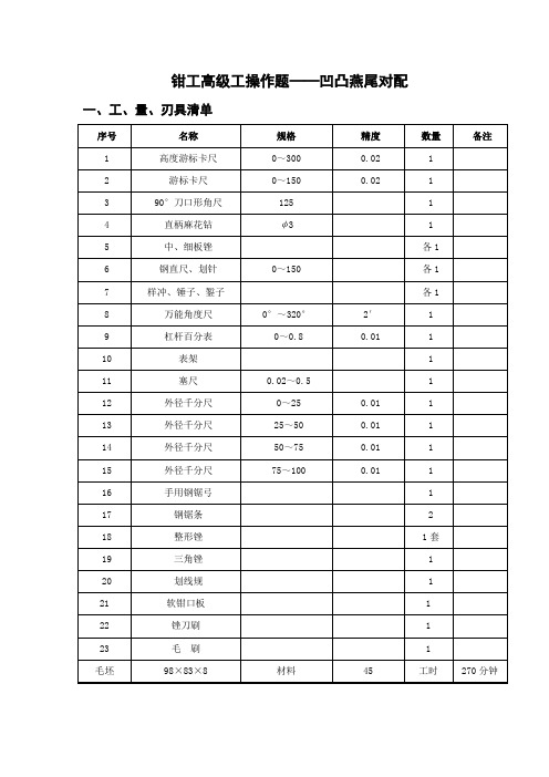 钳工高级工操作题——凹凸燕尾对配