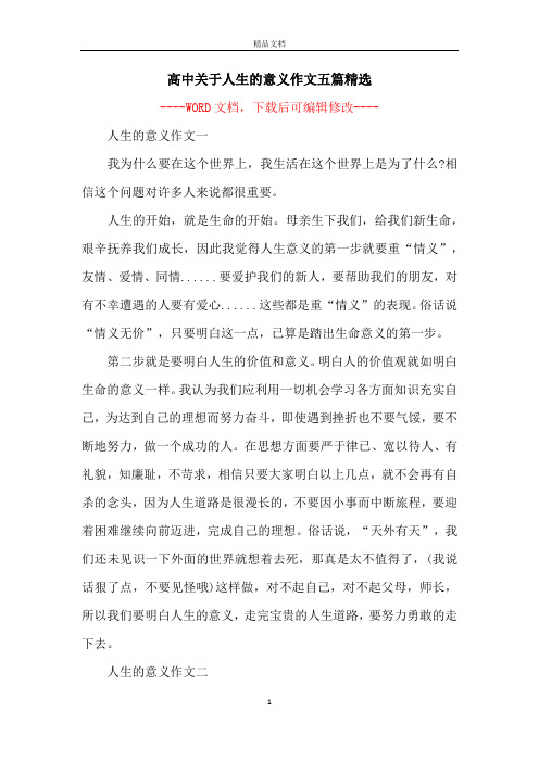 高中关于人生的意义作文五篇精选