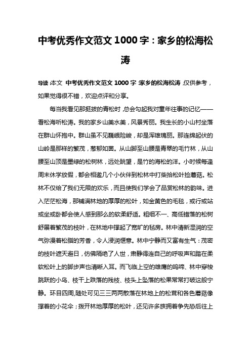 中考优秀作文范文1000字：家乡的松海松涛