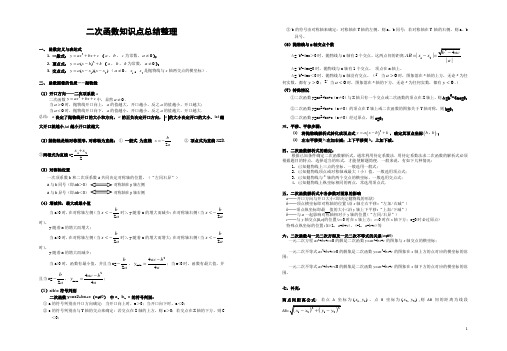 九年级二次函数常考知识点总结整理