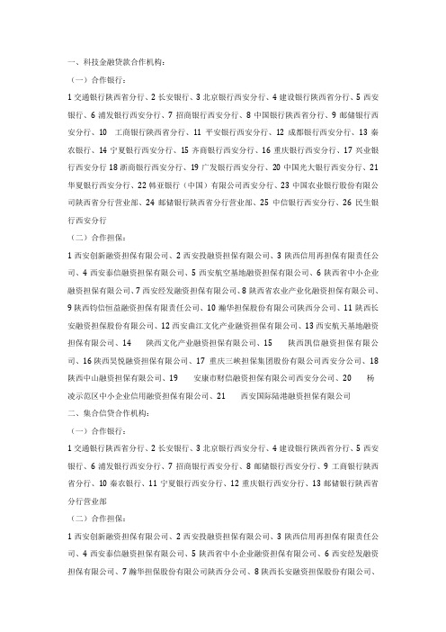 合作金融机构名单