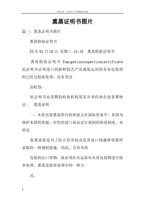 熏蒸证明书图片