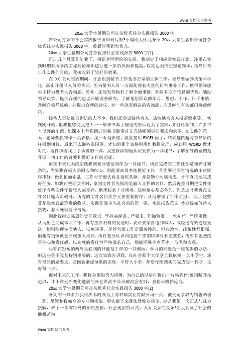 20xx大学生暑期公司打杂优秀社会实践报告3000字