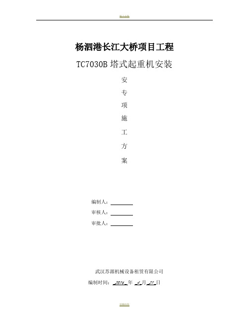 杨泗港长江大桥TC7030B安装方案