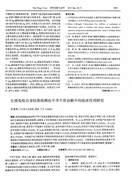 生殖免疫自身抗体检测在不孕不育诊断中的临床作用研究
