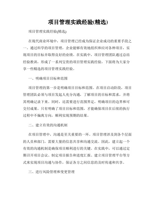 项目管理实践经验(精选)