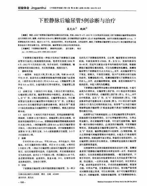 下腔静脉后输尿管5例诊断与治疗