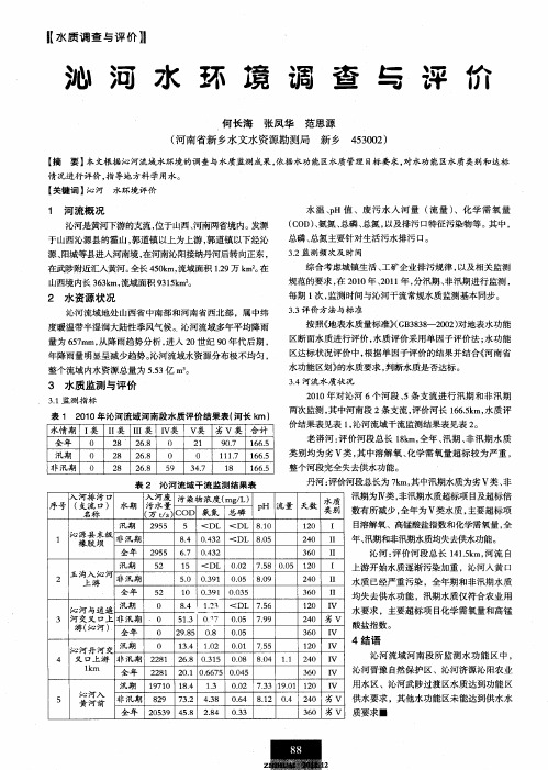 沁河水环境调查与评价