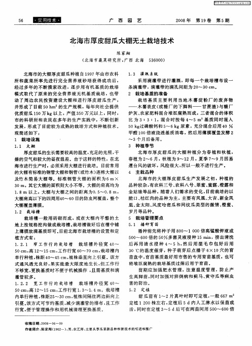北海市厚皮甜瓜大棚无土栽培技术