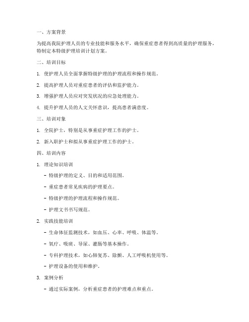 特级护理培训计划方案模板
