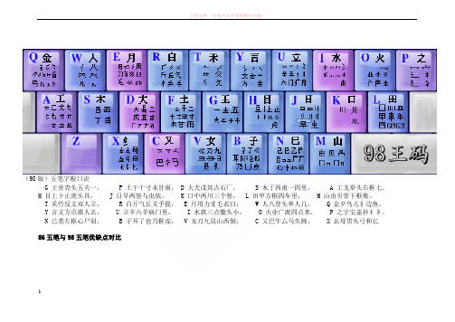 98版五笔字根及优缺点比较