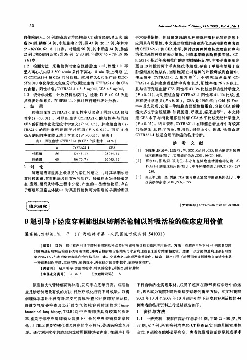 B超引导下经皮穿刺肺组织切割活检辅以针吸活检的临床应用价值