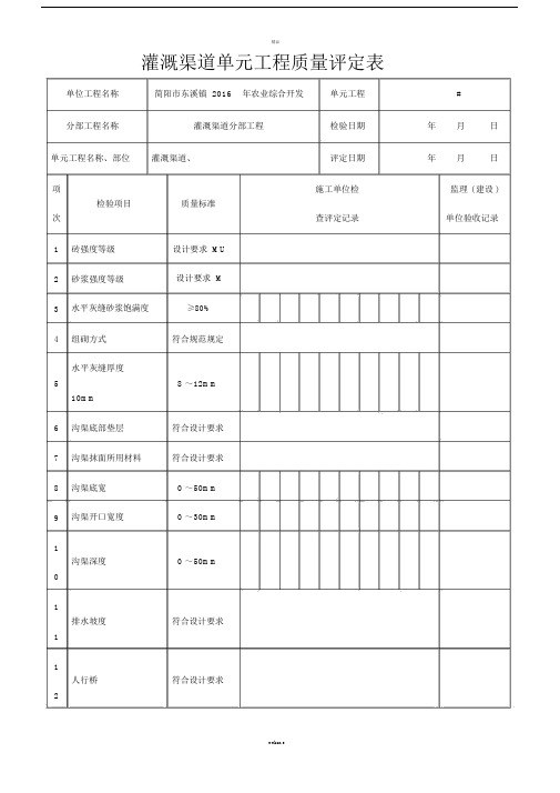 国家农业综合开发高标准农田检验批标准表格格.doc