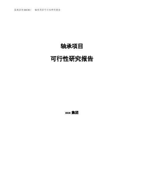 【范文】轴承项目可行性研究报告