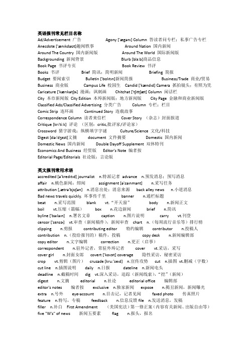 常用报刊杂志英语